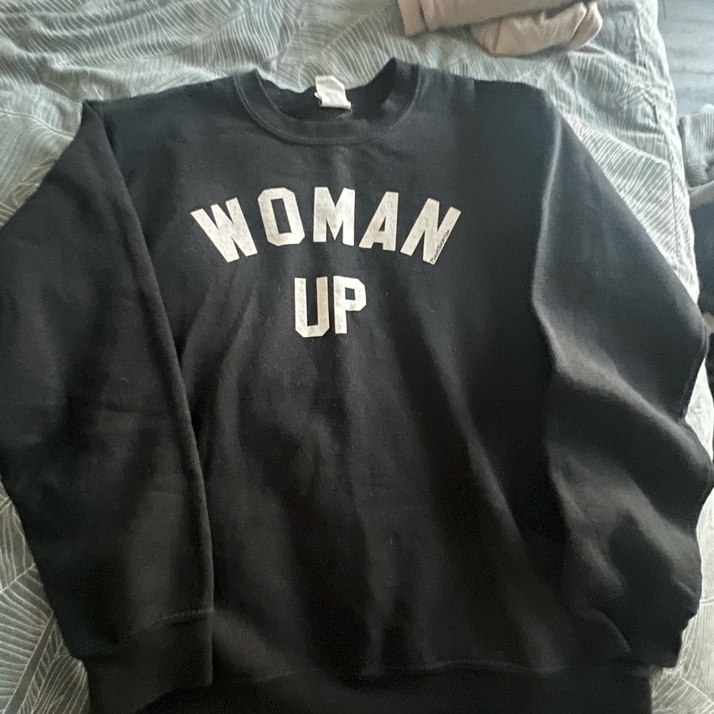 Sweater-black, white writing